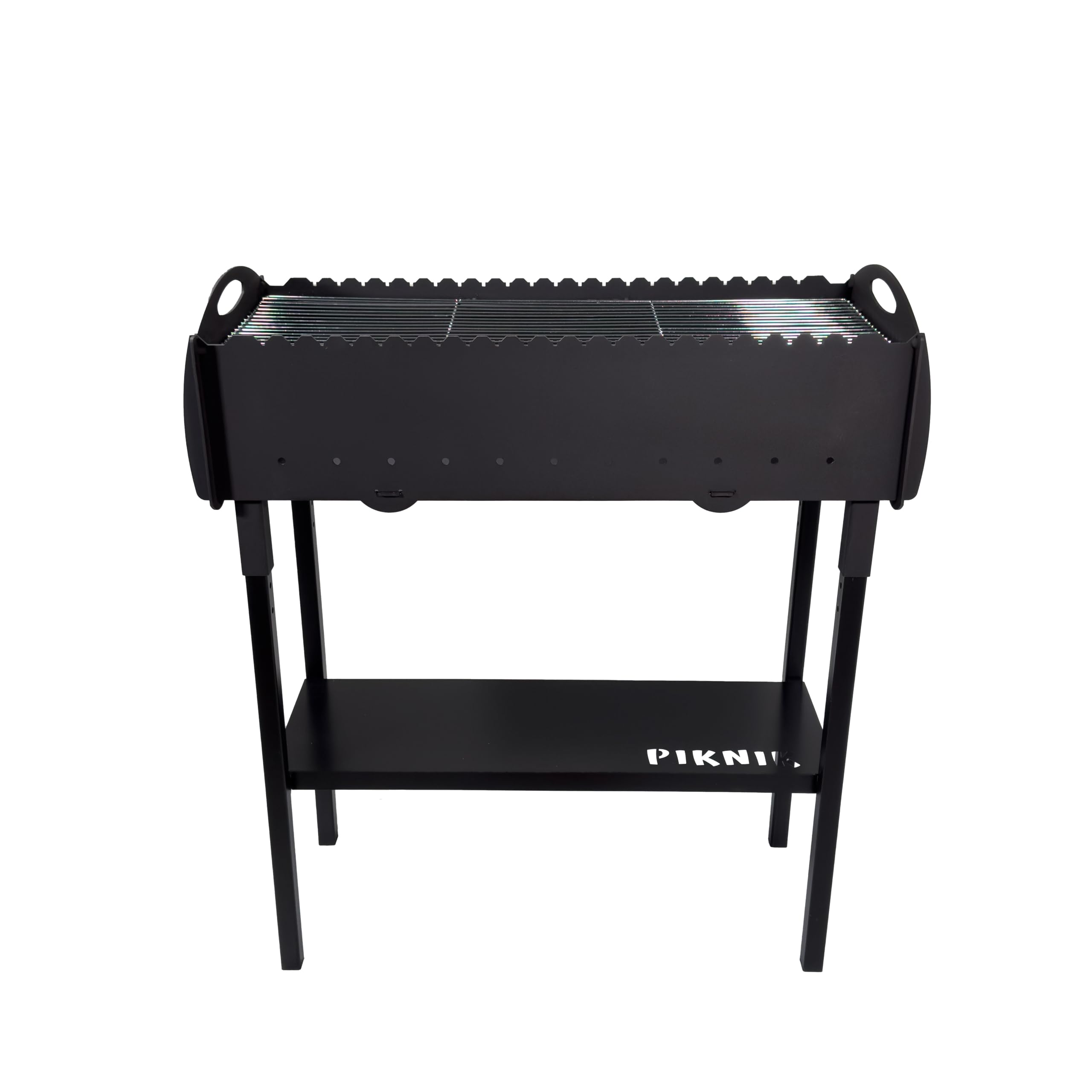 Gartengrill | Schaschlikgrill für 21 Spieße – Massiver Holzkohlegrill aus 3 mm Stahl, zerlegbar & kompakt verstaubar, stationärer Metallgrill für Garten, Terrasse & Outdoor BBQ
