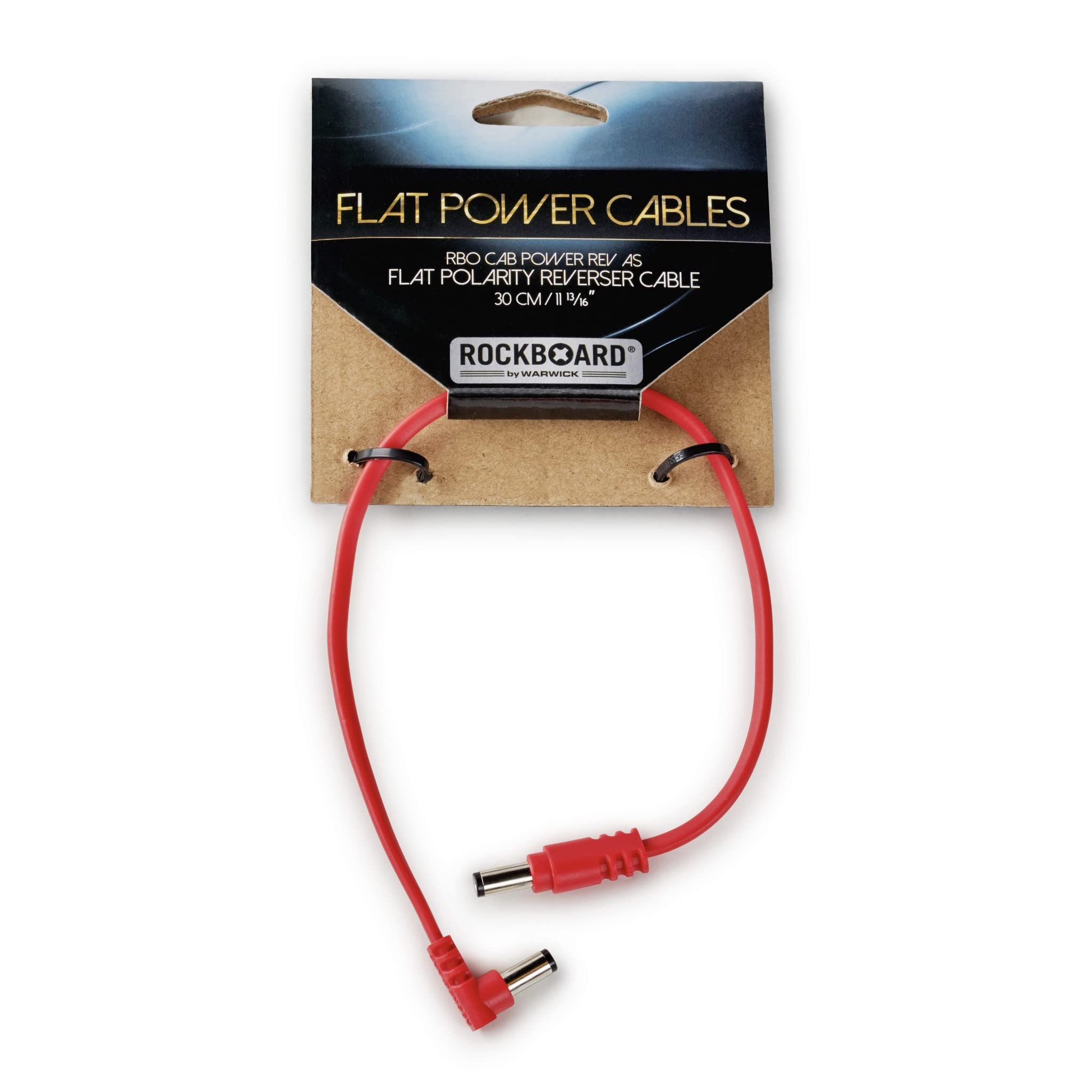 Rockboard Flat Polarity Reverser Cable, 30 cm / 11.81”, angled/straight, red