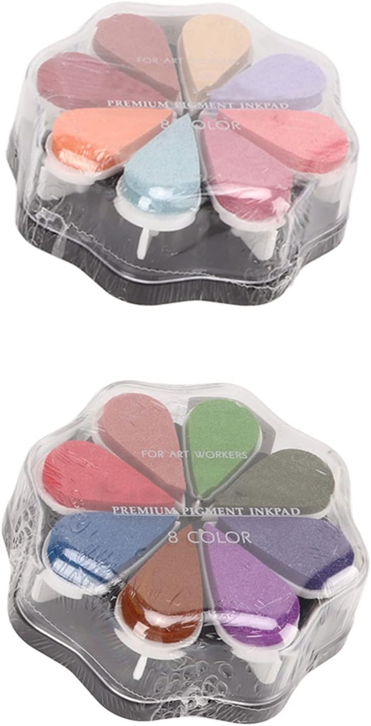 Flower Shaped Stamp Ink Pad, Metallic Ink Pad for Card Making, 48 Colors DIY Coloring Kit with Individual Packaging, Oil Based Printing Ink for Crafts, Scrapbooking, Wood and Potte