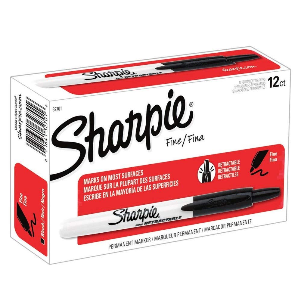 SanfordSharpie Retractable Permanent Marker, Fine Point, Black Ink