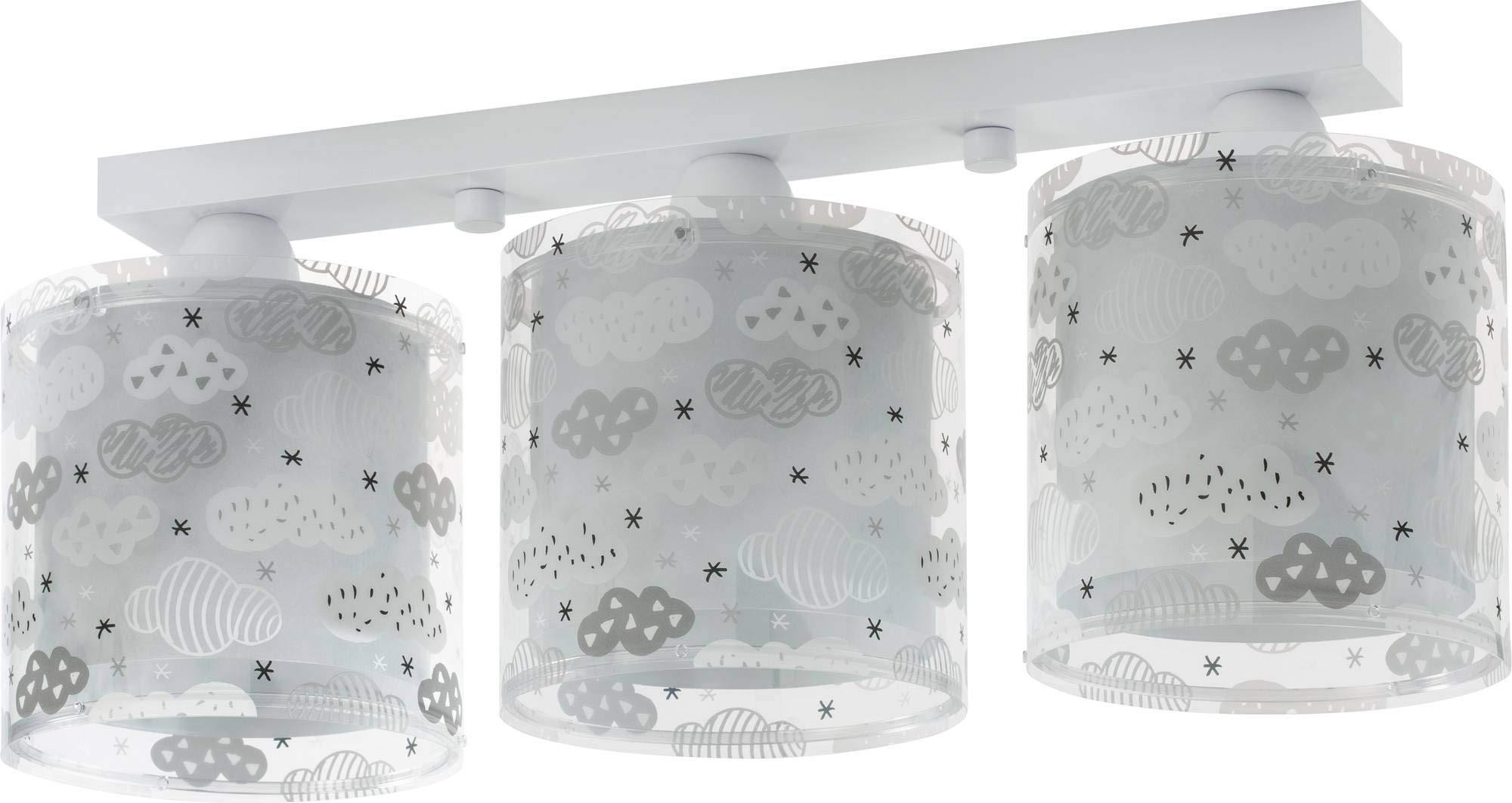 Dalber Kinderlampe Deckenleuchte,Kinderzimmer Deckenlampe 3 Lichter Clouds Wolken Grün Clouds Wolken Grau kinderzimmerlampe, 51 x 15 x 20.5 cm