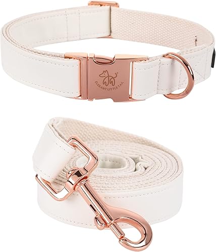 Elegant little tail Dog Collar and Leash, Girl or Boy Durable Pet Collar, Leathe