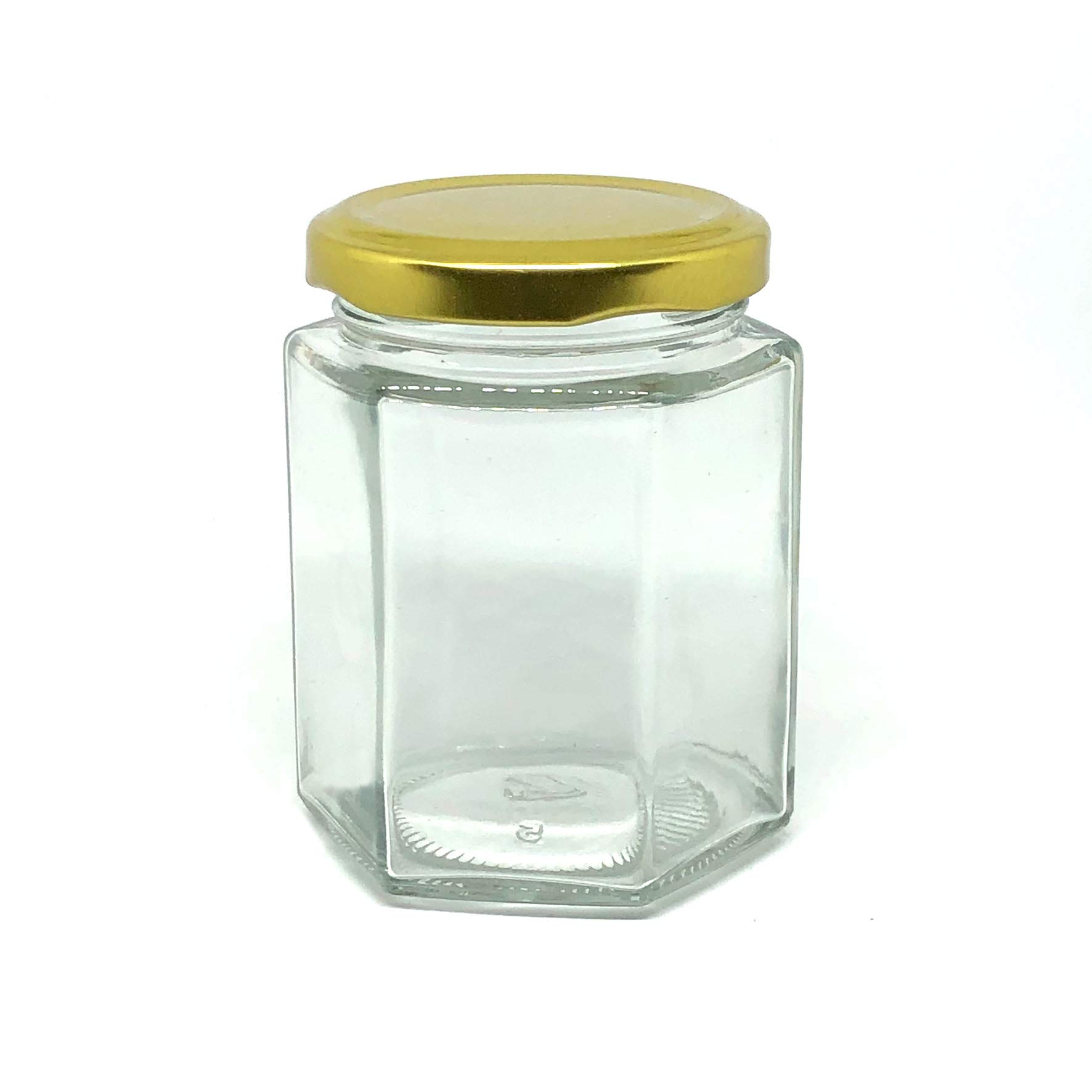 Amazon｜蓋付きハチミツ瓶 ジャム瓶 ガラス瓶 250ml 六角瓶 ゴールド