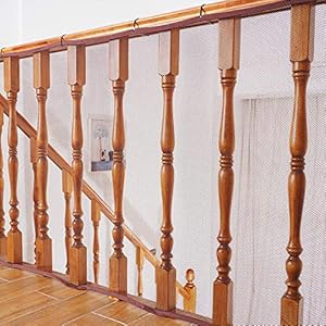 Banister-Guard-for-Baby-10ft-x-3ft-Child-Safety-Net-Stair-Railing-Proof-Mesh-for-Kids-Toys-Pets-Dark-Brown Stair Railing Proof Mesh for Pets