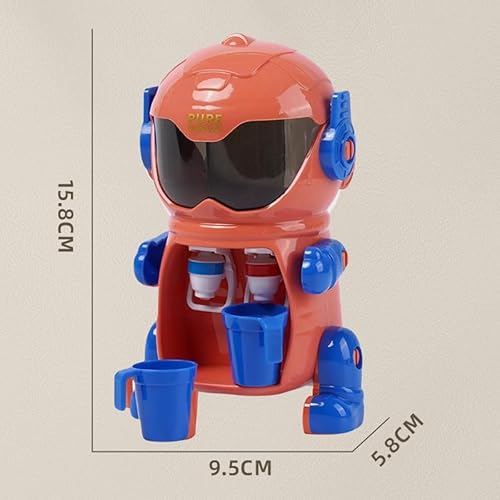 Miniatura 4 de RMISODO Mini dispensador de agua para niños, lindo robot en forma de robot con doble boquilla para beber y tanques de agua duales, máquina de agua