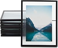 Vista 8 de Juvale Marcos de fotos de vidrio flotante para boda, paquete de 8, negro, 6.9 x 8.9 pulgadas, para fotos de 5 x 7 pulgadas, marcos de fotos