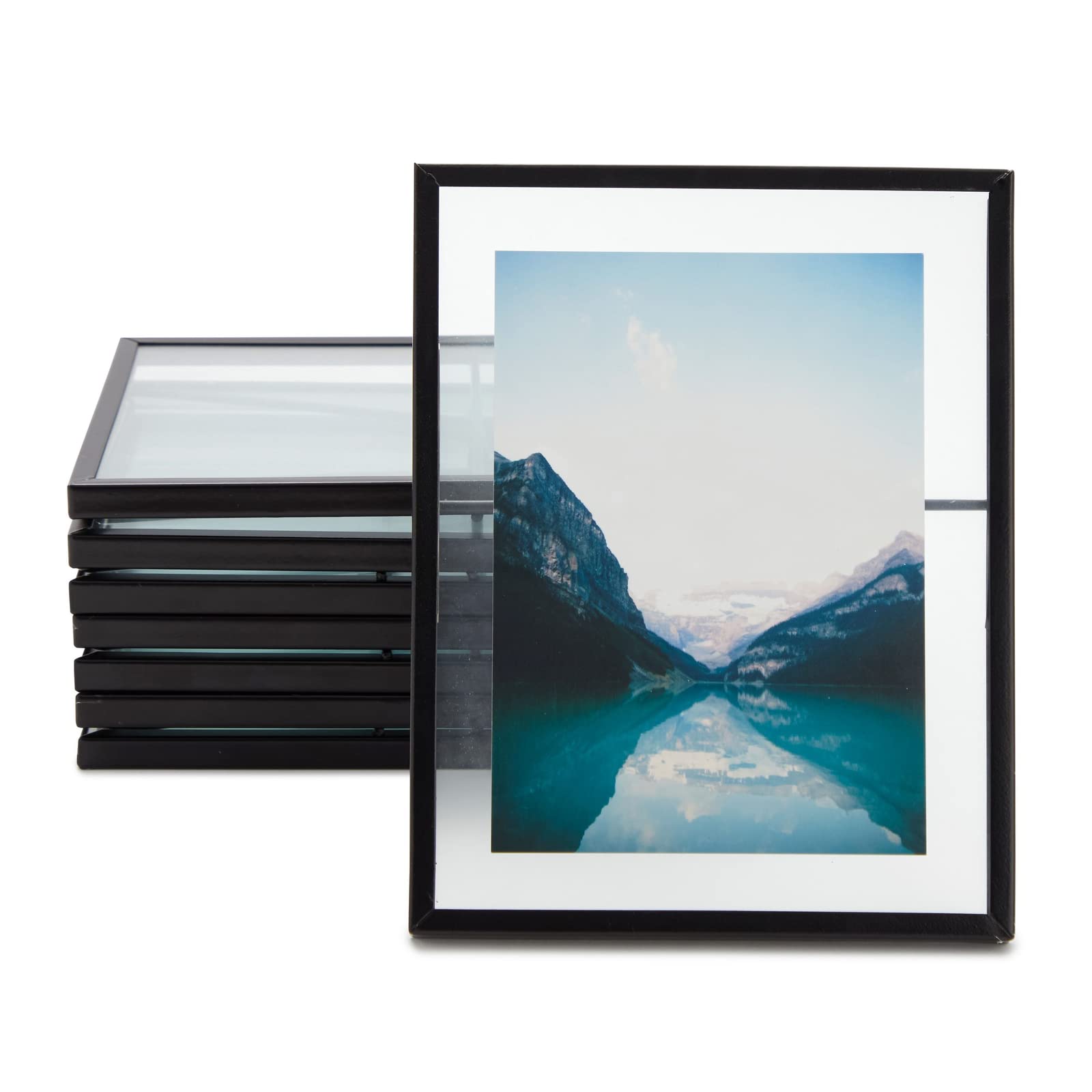 Juvale Schwebender Hochzeits-Bilderrahmen aus Glas, 17,5 x 22,6 cm, für 12,7 x 17,8 cm große Fotos, zum Aufhängen von Bilderrahmen und Tischnummernanzeige, doppelseitiges Glas und Staffelei-Rückseite