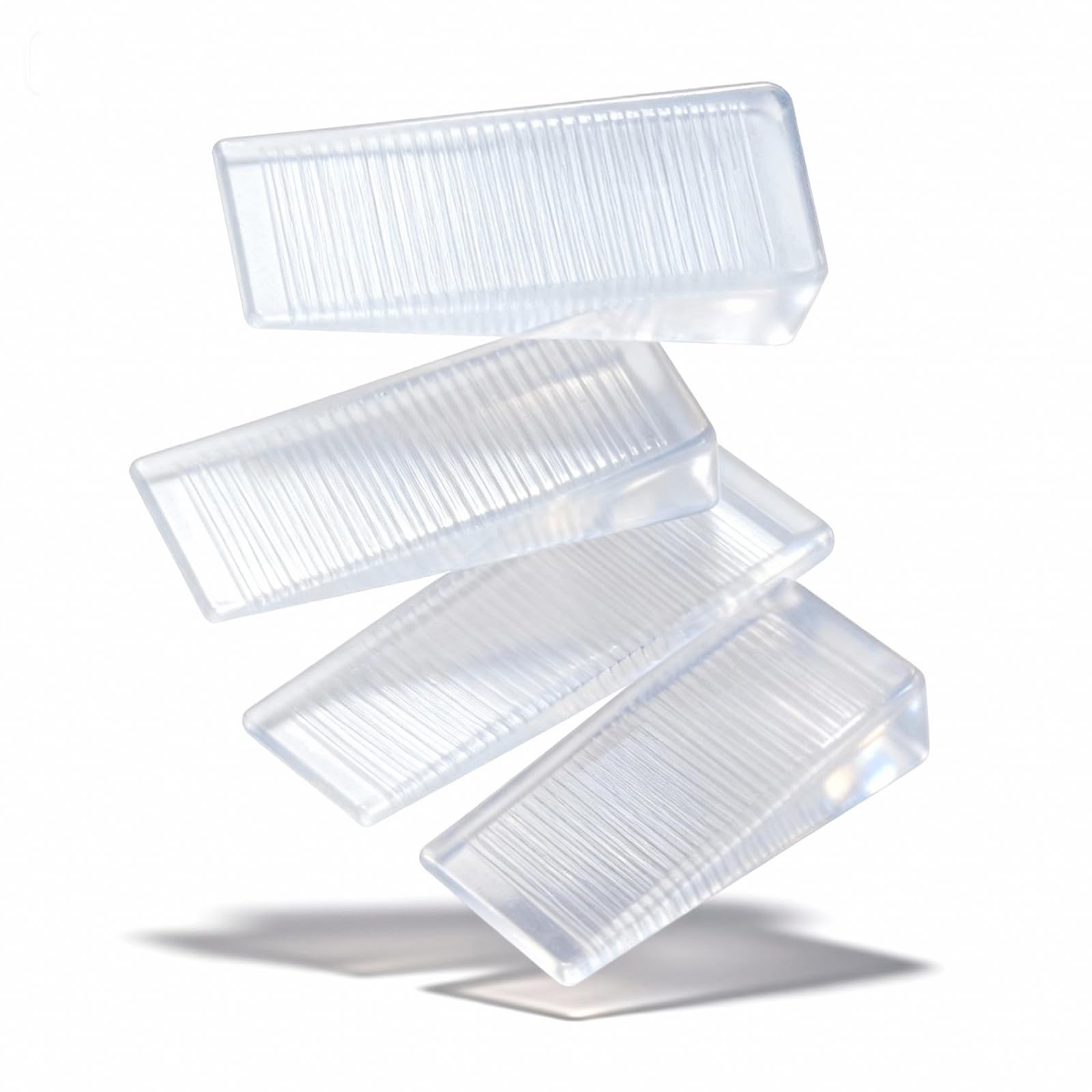 10 pcs Clear Heavy-Duty Plastic Shims – Professional Leveling Wedges for Wobbly Toilets, Furniture, Washers & Commercial Equipment – Trim-to-Fit,