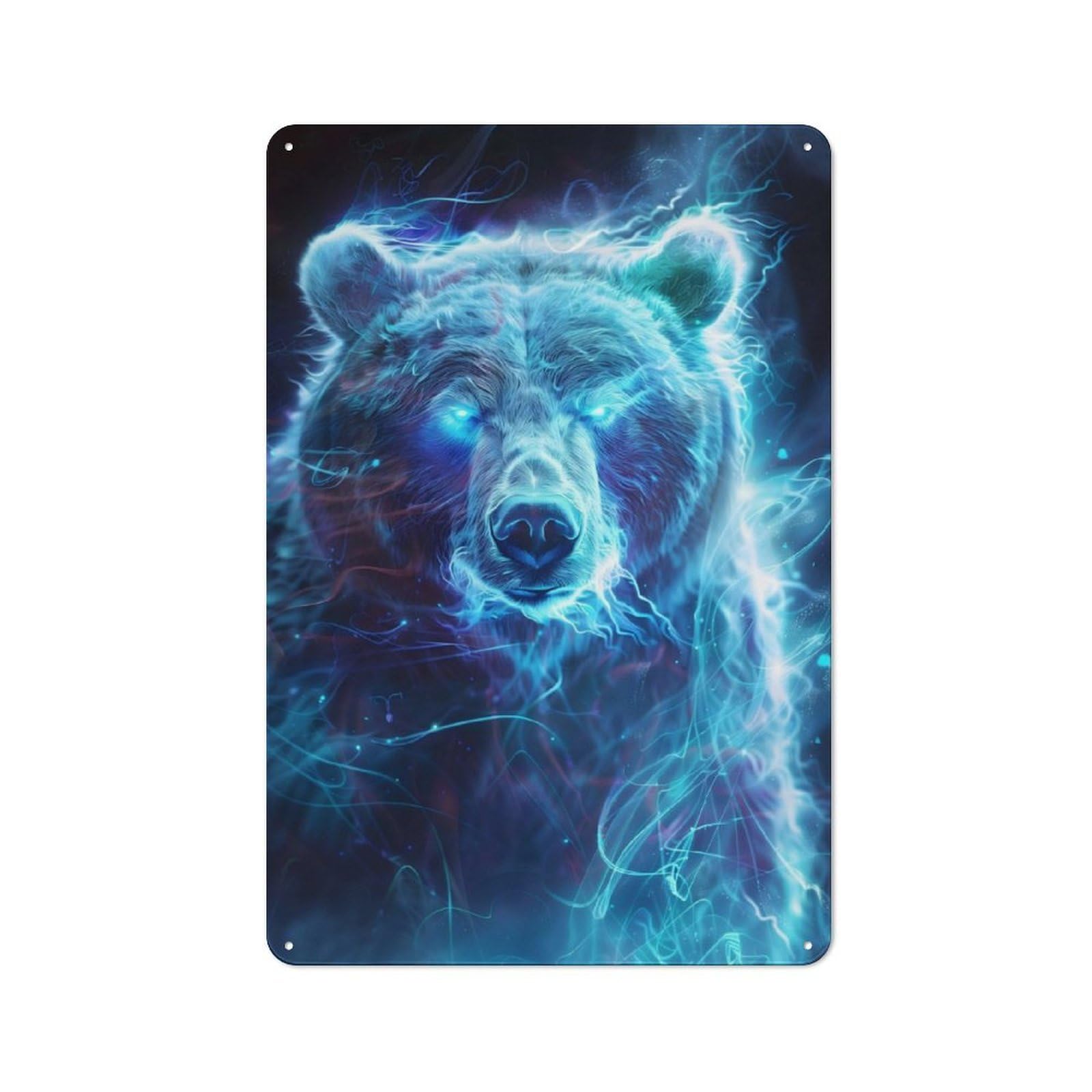 Neon Spirit Bear Rustic Metal Sign 30x20cm, Country Vintage Country Wall Plaque for Cottage, Kitchen, Hallway Or Breakfast Nook