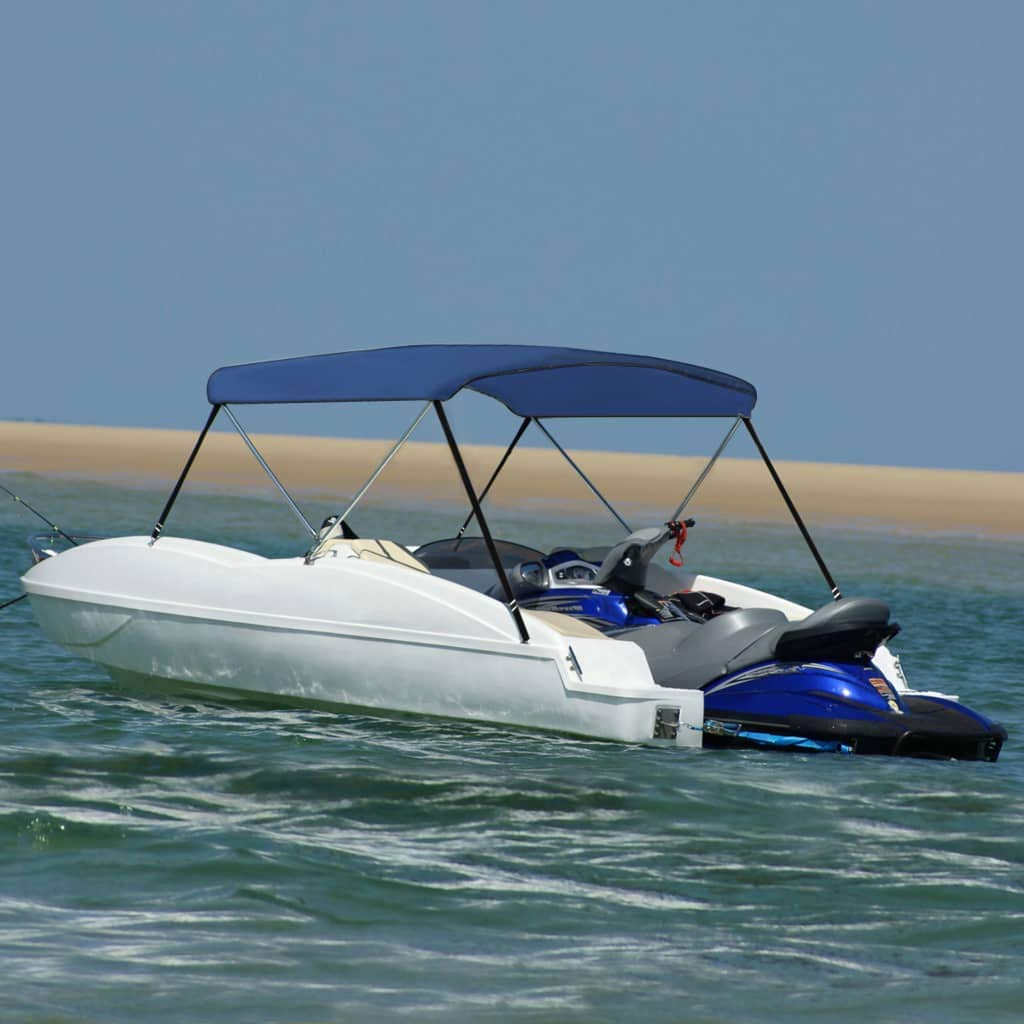 vidaXL 2-Bow Bimini Top mit Edelstahl-Clip Bootsverdeck Boot Verdeck Sonnendach Sonnenverdeck Sonnensegel Sonnenschutz Marineblau 180x130x110cm