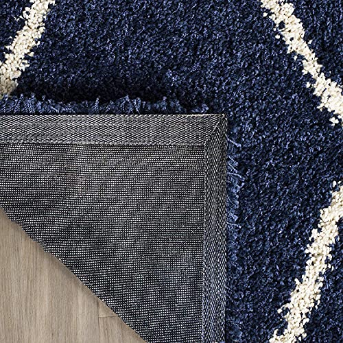 Image of Urban Modern Decor Features 3x5 Feet Modern Soft Shaggy Carpet Thick, Fluffy & 2 inch Pile Shag Rug for Your Kids Room, Bedroom & Livingroom(3x5 feet, Blue & Ivory)