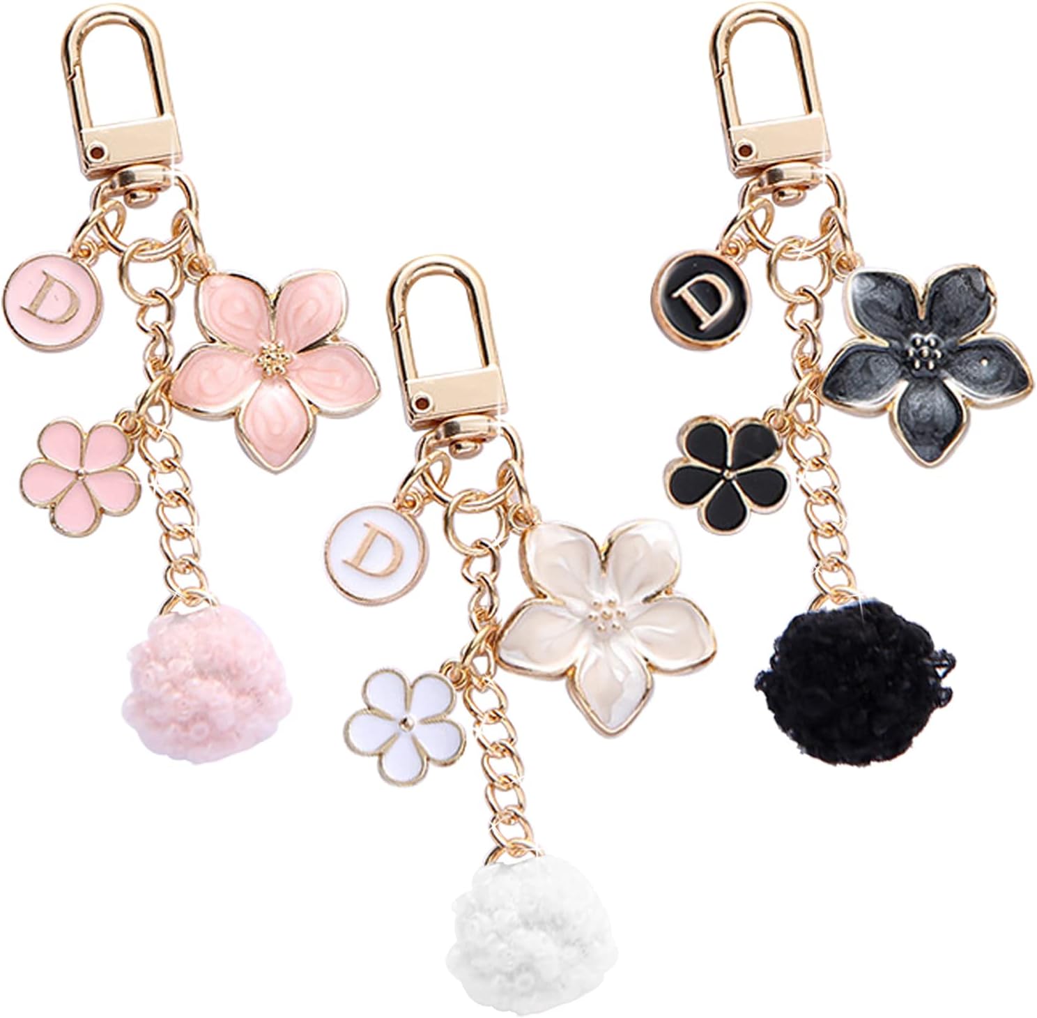 Cute Flower keychains for Women, Aesthetic Keychain Charms, Bag ＆ Purse Charms for Handbags ＆ Backpacks Accessories