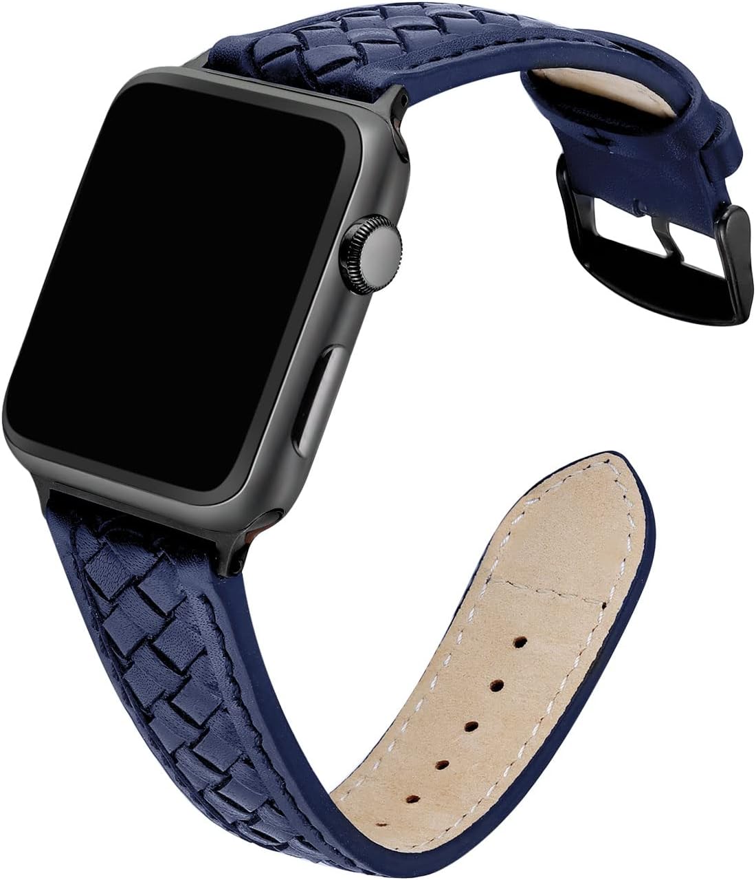 Divoti Woven Leather Watch Bands for Watch | Leather Watch Strap for all Series Apple Watch - 45/44/42-MM or 41/40/38-MM | Stainless Steel Tang Buckle Clasp | Adjustable, Hypoallergenic