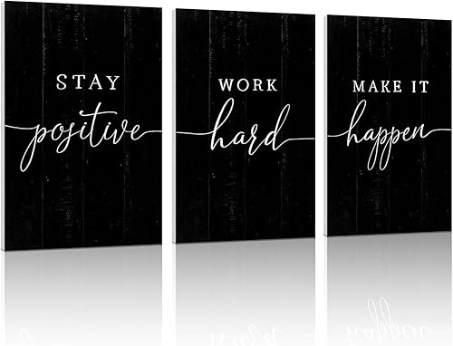 Miniatura 2 de Arte de pared de oficina con citas inspiradoras póster motivacional, frases positivas, decoración de pared de oficina, 3 piezas de cuadros de