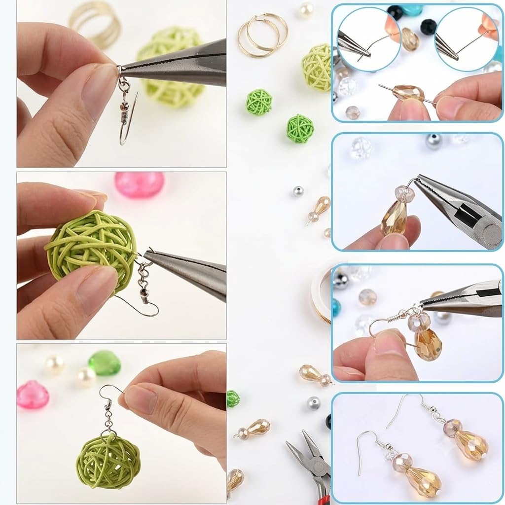 Beadsnfashion Metal Findings Kit, Jewellery Making Metal Findings Kit with Ribbon Clamp Crimps with Loop Head Pins Ribbon Ends for Jewellery Making and Crafts Work 4