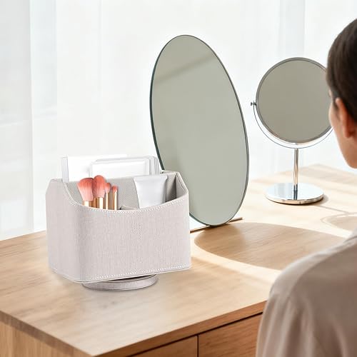 Miniatura 4 de Soporte de cuero para control remoto giratorio de 360 grados, organizador giratorio de escritorio para mandos a distancia de TV, bolígrafo,