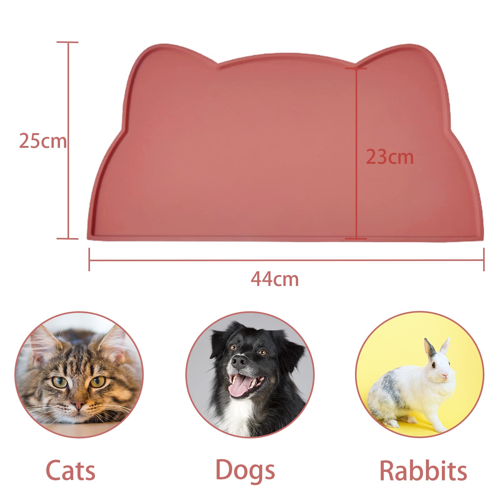 septillar Tappetino Ciotola Cani e Gatti, Antiscivolo Silicone Tappetini Cibo Tappetino Sottociotola Impermeabile (Rosso Corallo)