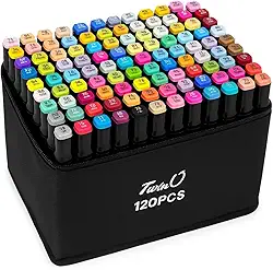 Conjunto de Canetas Marcador Permanente Canetinhas para Colorir Touch com Ponta Dupla para Desenhos Profissional e Escolar com Duas Pontas Hidrográficas com Estojo para Transporte Brashopmall® (36)