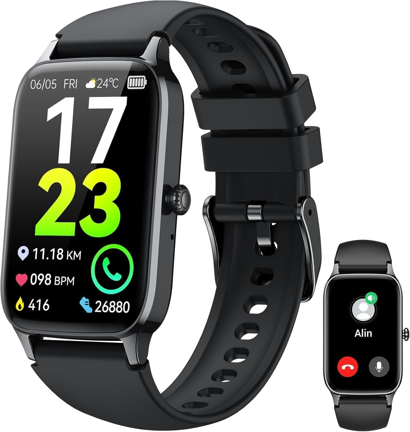 Smartwatch Uomo Donna, 1.57" Orologio Fitness con Effettua/Risposta Chiamate,110+ Sportive Modalità Fitness Tracker, Contapassi/Sonno/Cardiofrequenzimetro, Impermeabil IP68 Smart Watch per Android/iOS