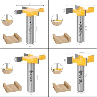 MNA CNC Spoilboard Surfacing Router Bit,4PCS Router Bit Set,1/2 Inch Shank,4 Wings,2-Inch Cutting Diameter,1/4 5/16 3/8 1/2 Milling Depth