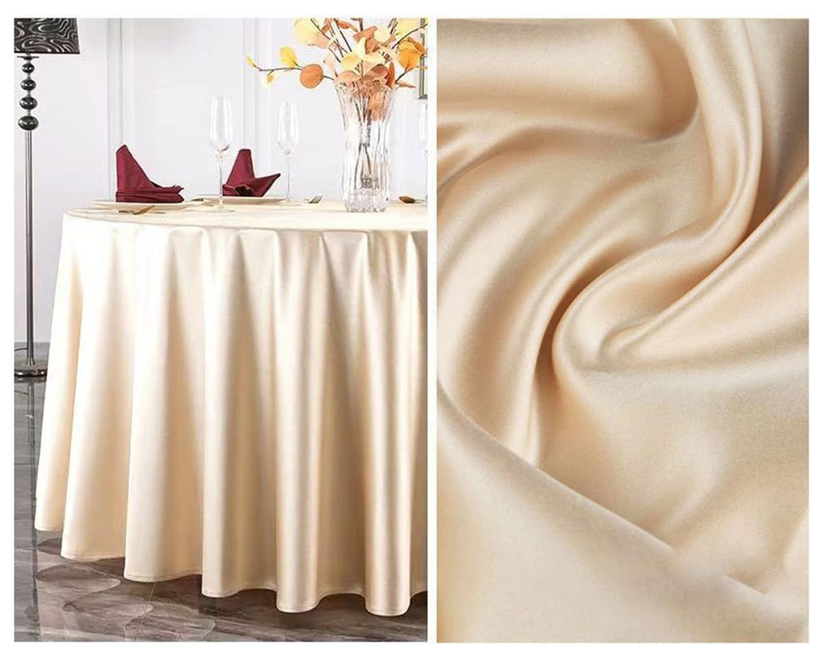 Nappe Ronde en Satin, Lisse et Brillante Champagne Diamètre 280 cm