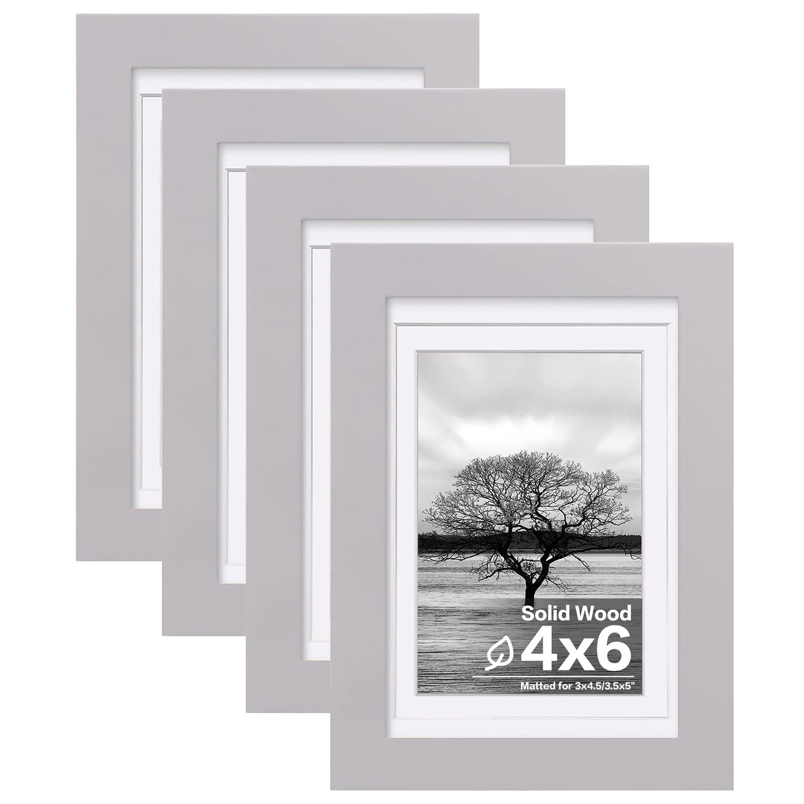 Cadre photo 10 x 15 cm gris lot de 4 pour table et mur