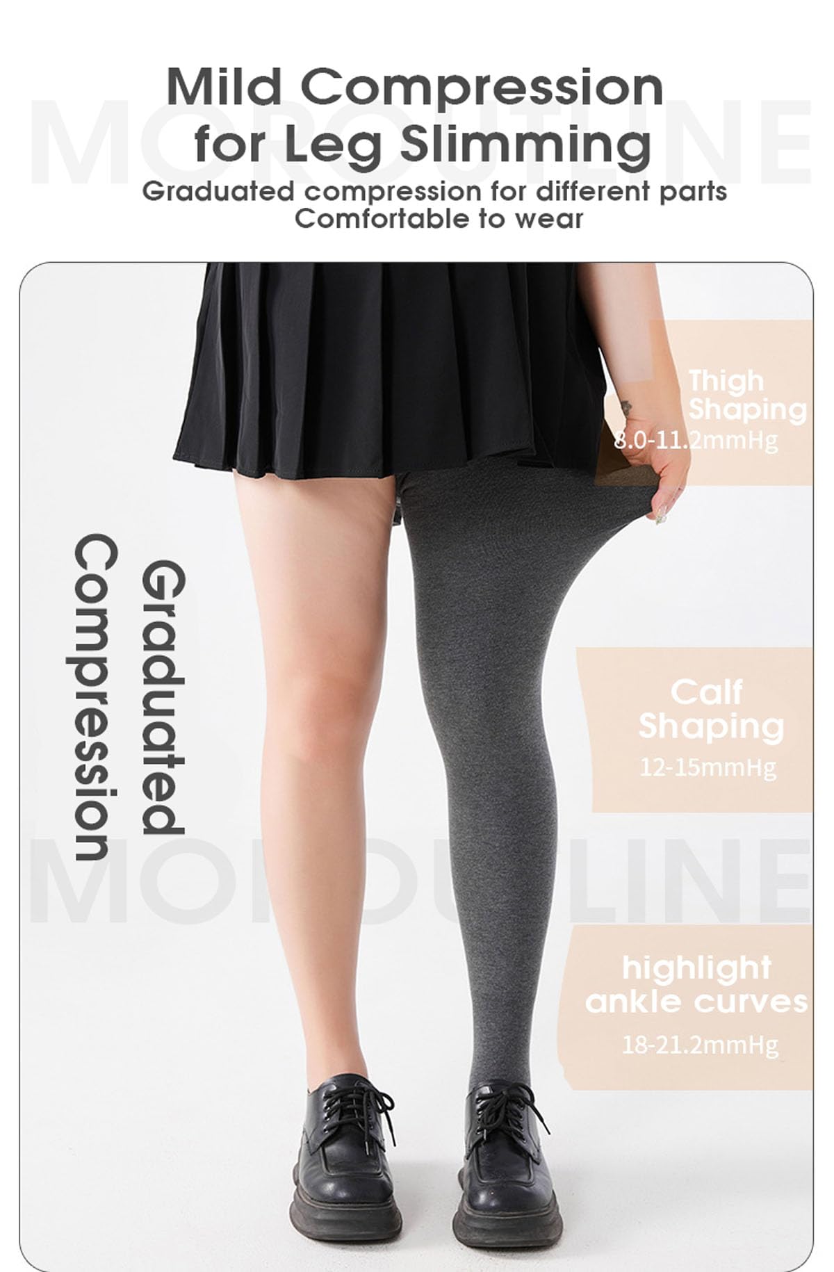 Medias para mujer, con forro polar, cálidas, opacas, con parte superior de control