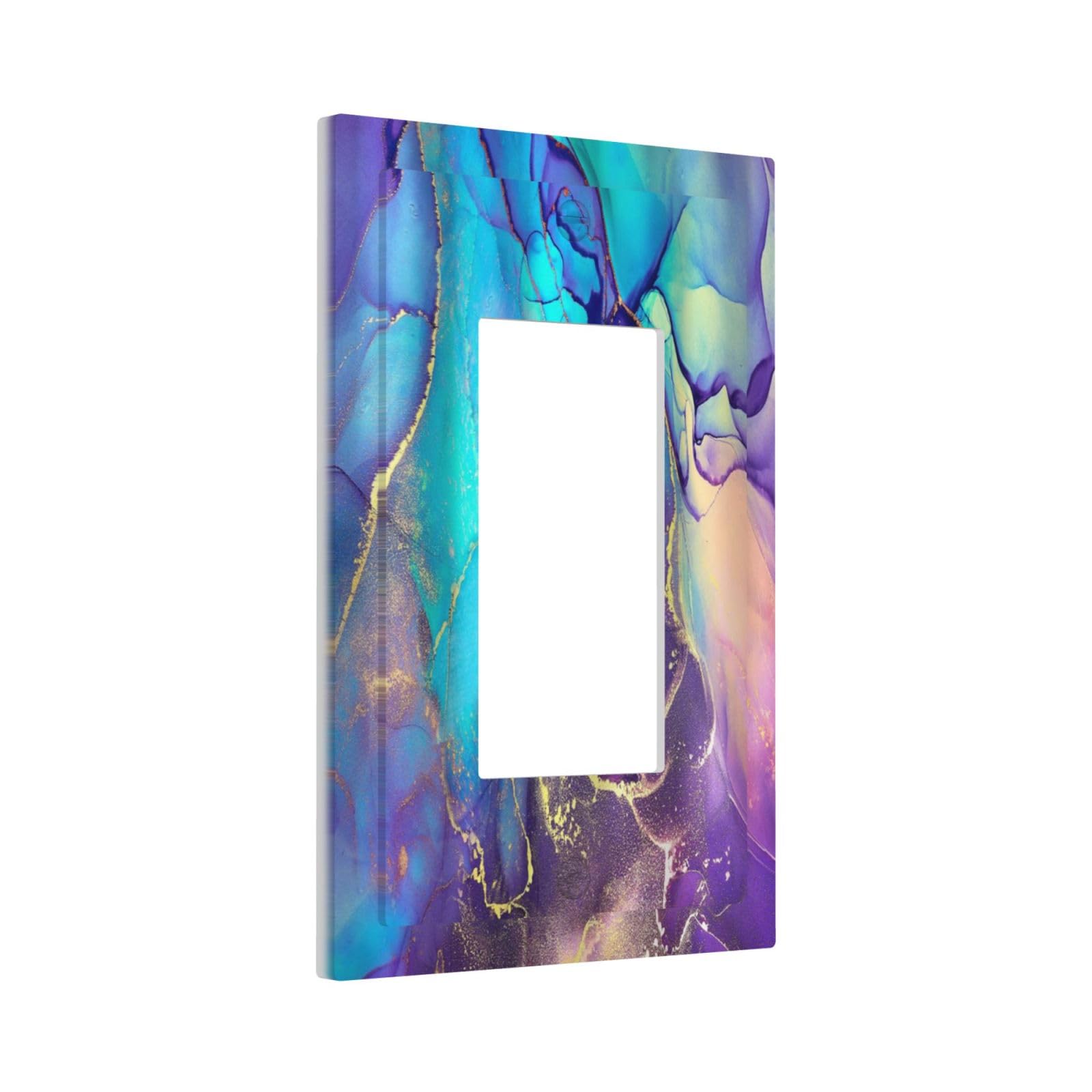 Purple Marble Blue Abstract Colorful Ombre Pink And Gold 1 Gang Single Rocker Art Wall Plate Decorative GFCI Light Switch Cover Electrical Faceplate Outlet for Bathroom Bedroom Kitchen-image-37