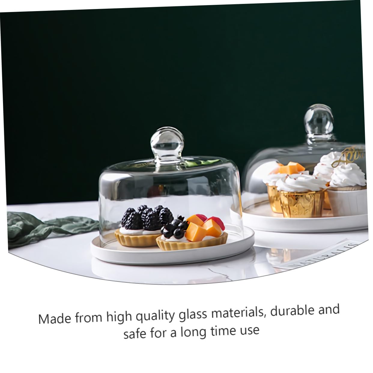 Yardwe Couvercle de Gâteau en Verre Gâteau Dôme Dessert Fromage Cloche Couvercle Transparent Alimentaire Dôme pour La Maison Cuisine-Taille Xl