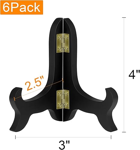 Miniatura 2 de Petutu Paquete de 6 soportes de madera de 4 pulgadas para caballetes (negro)