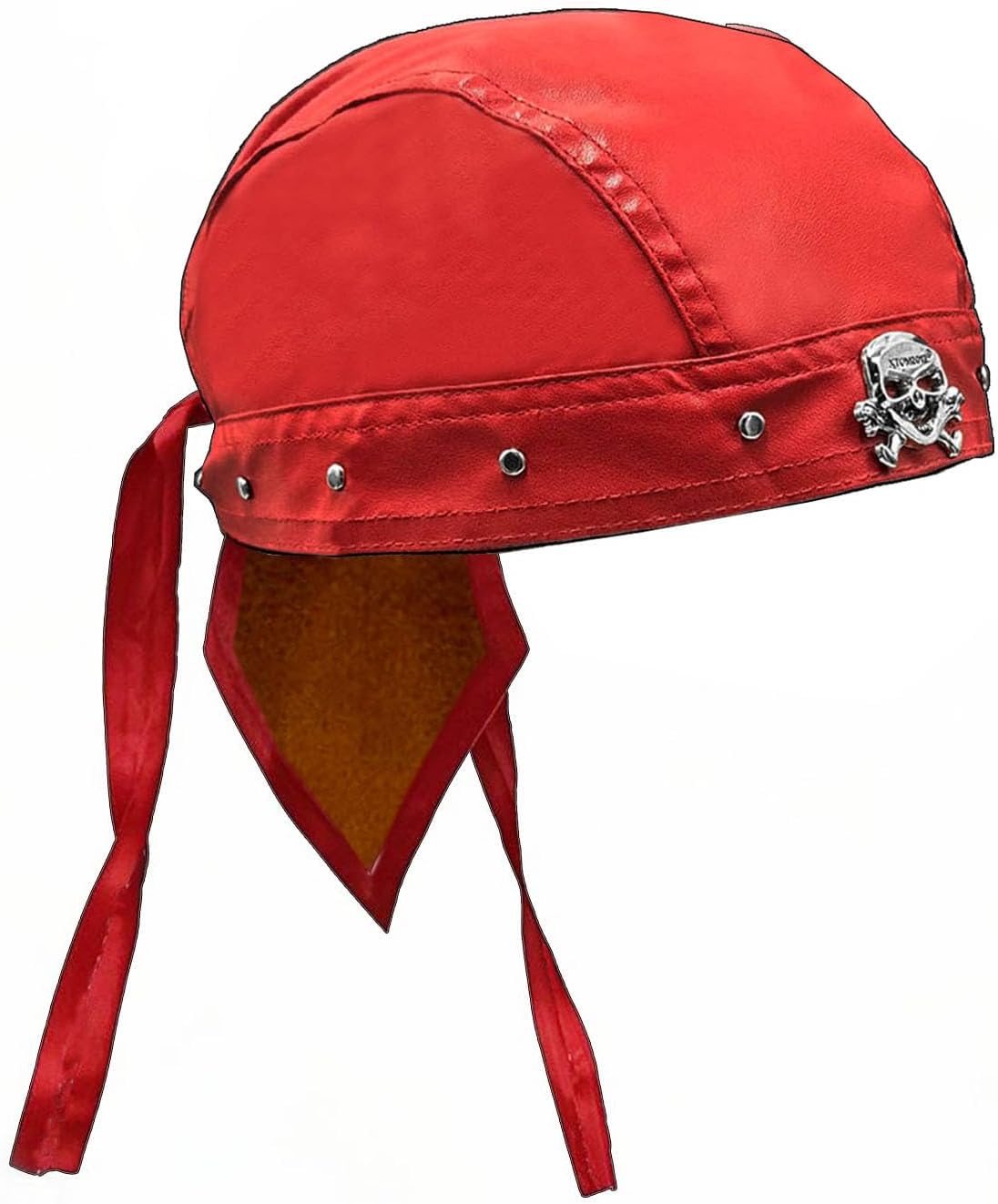 Skull Rivet Biker Bandana Head Wrap Du Doo Do Rag Hat Cap Red Unisex Adjustable - Image 7