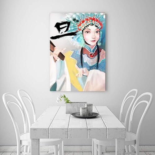 Miniatura 3 de wall26 Lienzo decorativo para pared, cuadros de personajes de ópera china, decoración de pared para el hogar, dormitorio, sala de estar, pinturas en