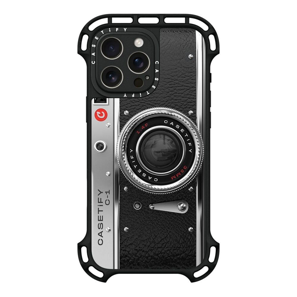 CASETiFY Funda para iPhone 16 Pro Max - Ultra Bounce compatible con MagSafe | A prueba de golpes | 10 m. Protección contra caídas de grado militar 10X | Funda para cámara - Clásica | Negro