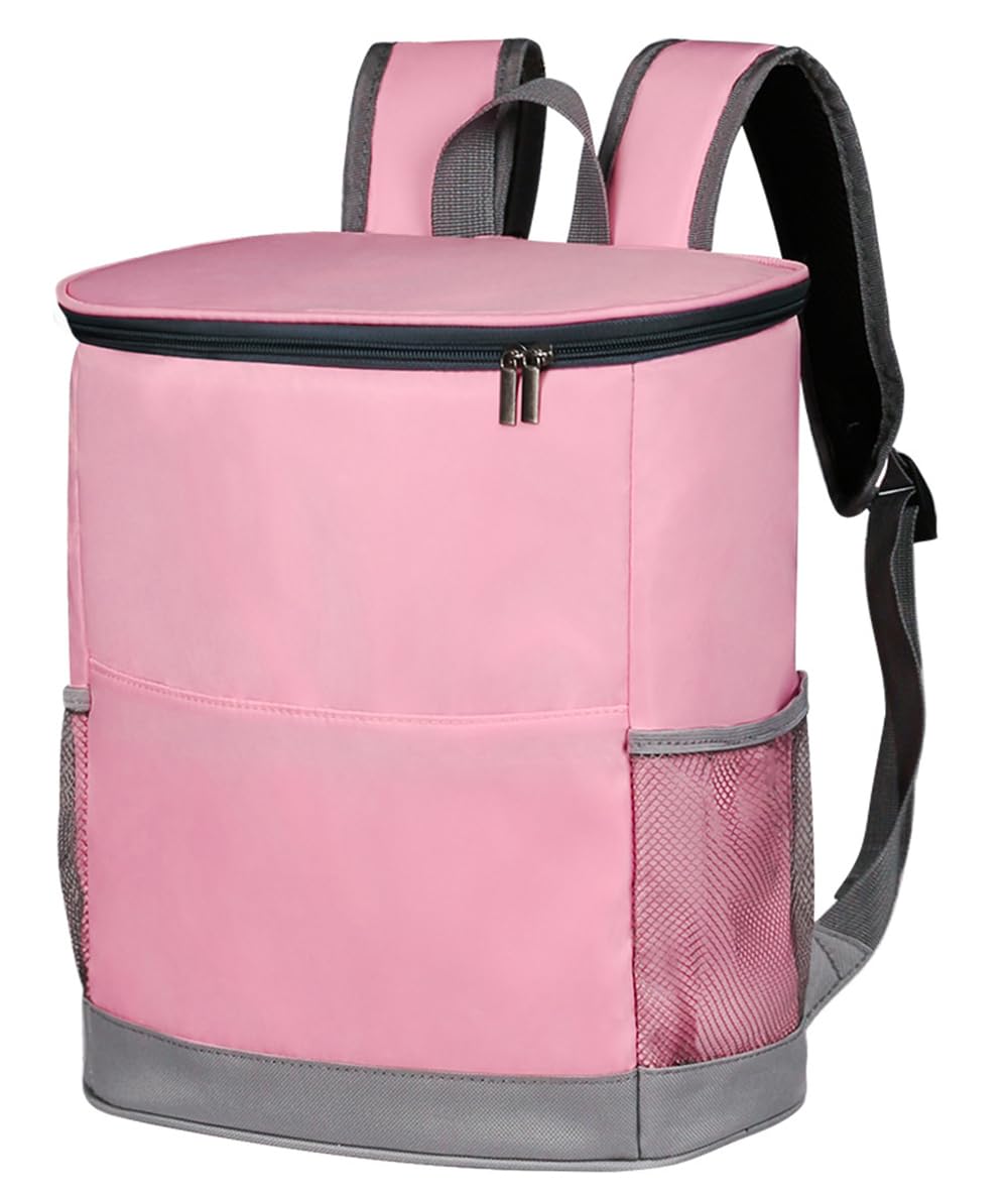 Mochila Termica Porta Alimentos, Bolsa Comida Trabajo, Mochila Nevera Isotermica, Nevera Portatil para Camping, Playa, Oficina, Escuela,Rosado