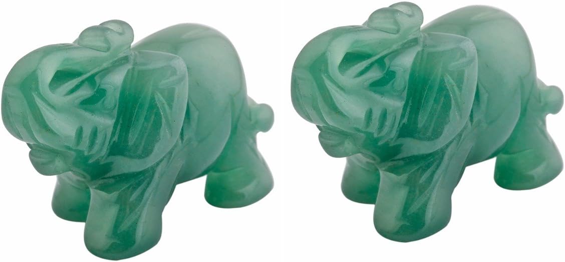 mookaitedecor Natural Green Aventurine Elephant Ornament Figurine,Healing Crystal Energy Gemstone Reiki Statue Home Decor,1.5 Inches