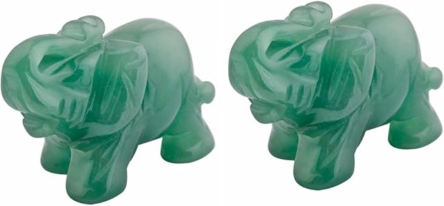 mookaitedecor Natural Green Aventurine Elephant Ornament Figurine,Healing Crystal Energy Gemstone Reiki Statue Home Decor,1.5 Inches