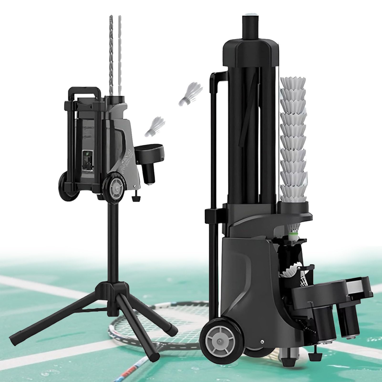 BOOZXCV Cordless Badminton Serving Machine, Intelligent Badminton Serve Machine, Serving Frequency 1.0s To 5s, for Indoor & Outdoor Training