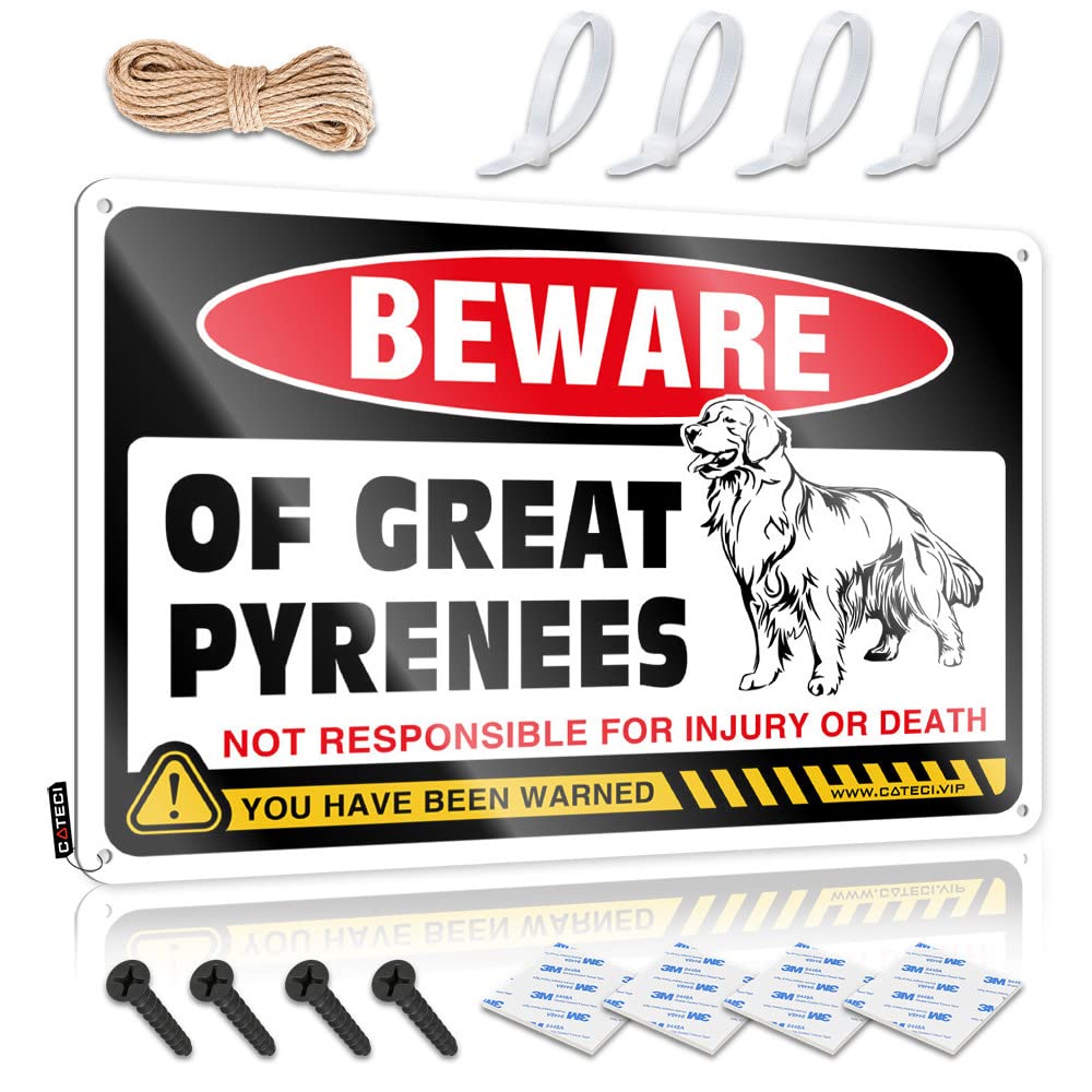 Ztbbdnqha One Color Outdoor Funny Metal Sign Beware Of Great Pyrenees Tin Sign Bar Rules Sign Funny Coffee Signs(30X40cm)