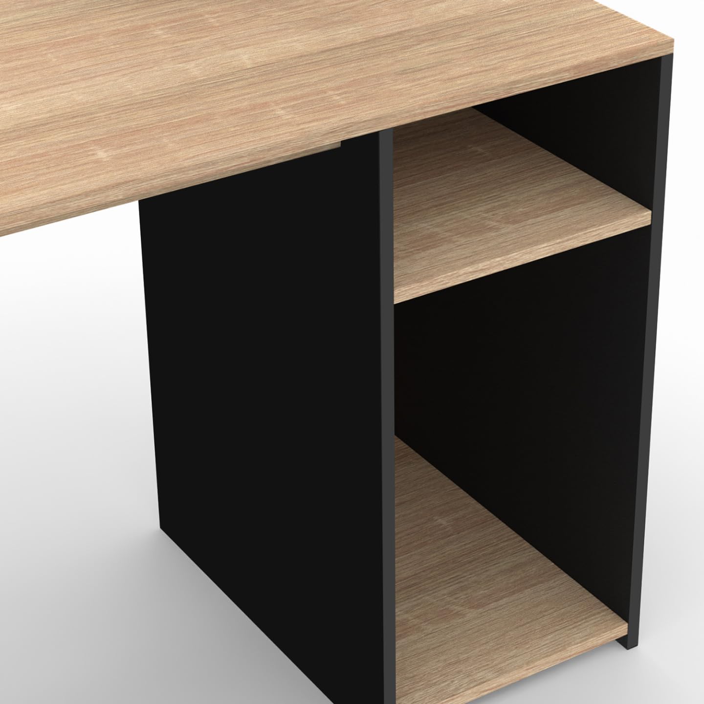 IDMarket - Bureau avec étagères de Rangement DAN Noir et façon hêtre