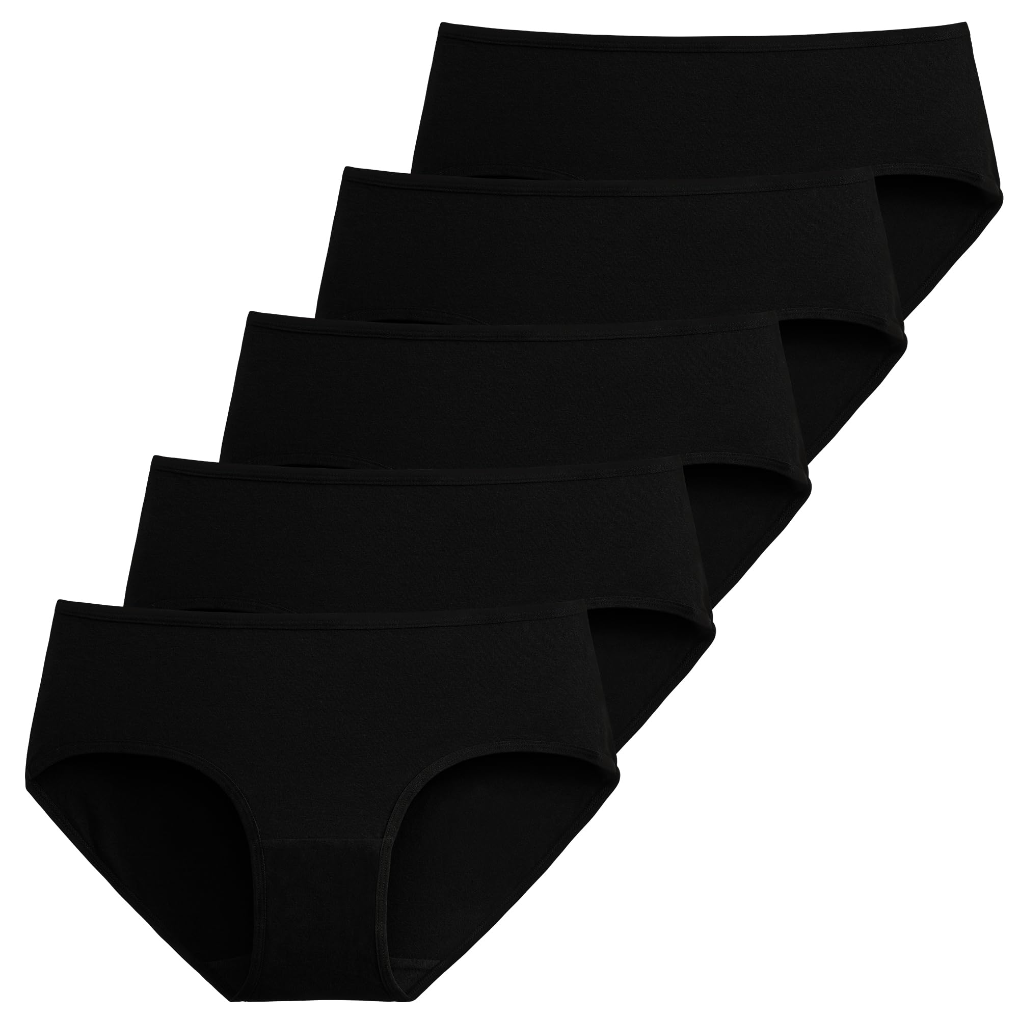 INNERSY Bragas Mujer Algodón Suave Braguitas Culotte Cintura Media Ropa Interior Cómoda 5 Pack
