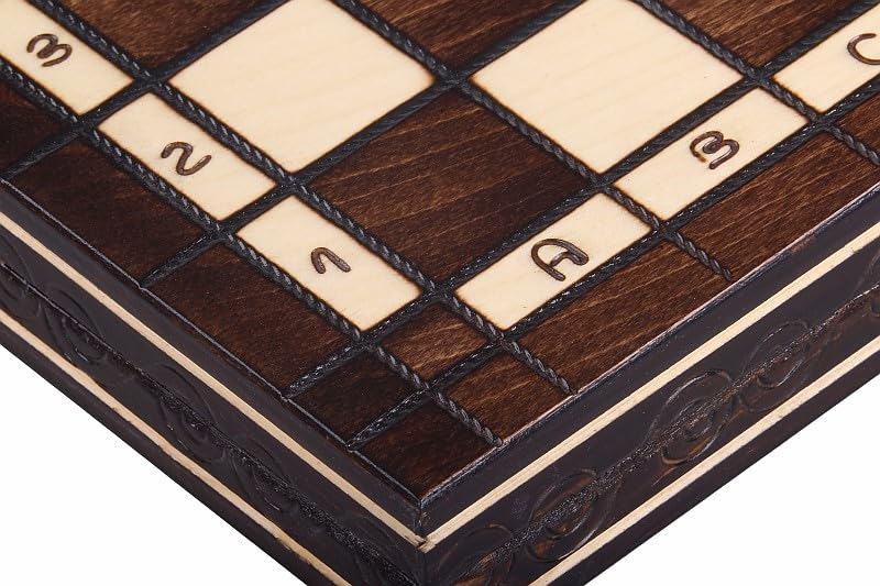 Sunrise Chess & Games - Szachy i warcaby gra drewniana 35 x 35 cm drewno wiśniowe - Kompaktowa gra 2 w 1 ze składaną walizką
