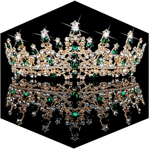 TOBATOBA Green Crown Tiara Crystal Wedding Tiara for...