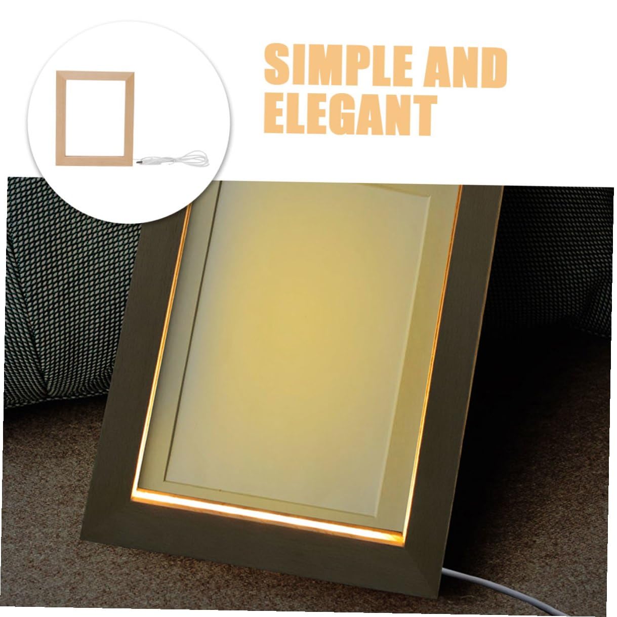 SHINEOFI Marco de Fotos LED de Madera Maciza 2 Unidades 170x130 Mm Luz Cálida USB Marco Iluminado para Decoración del Hogar y Luz Nocturna de Mesa