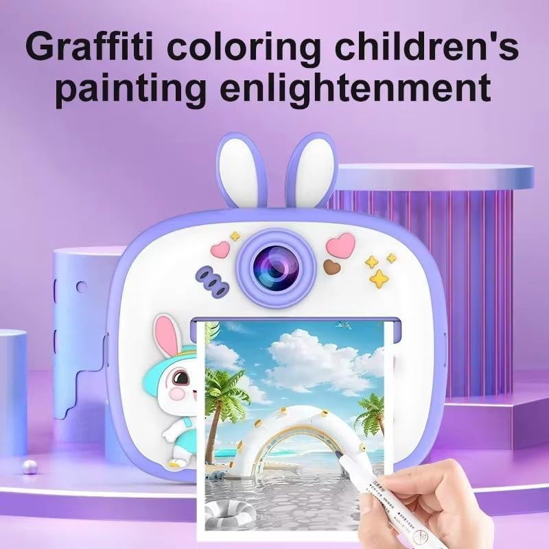 Image of 8MP Digital Camera for Kids with Print | Instant Printing, Unicorn Design, Video Recorder, Print Paper Rolls, Shoulder Strap for Kids 3-12 Years