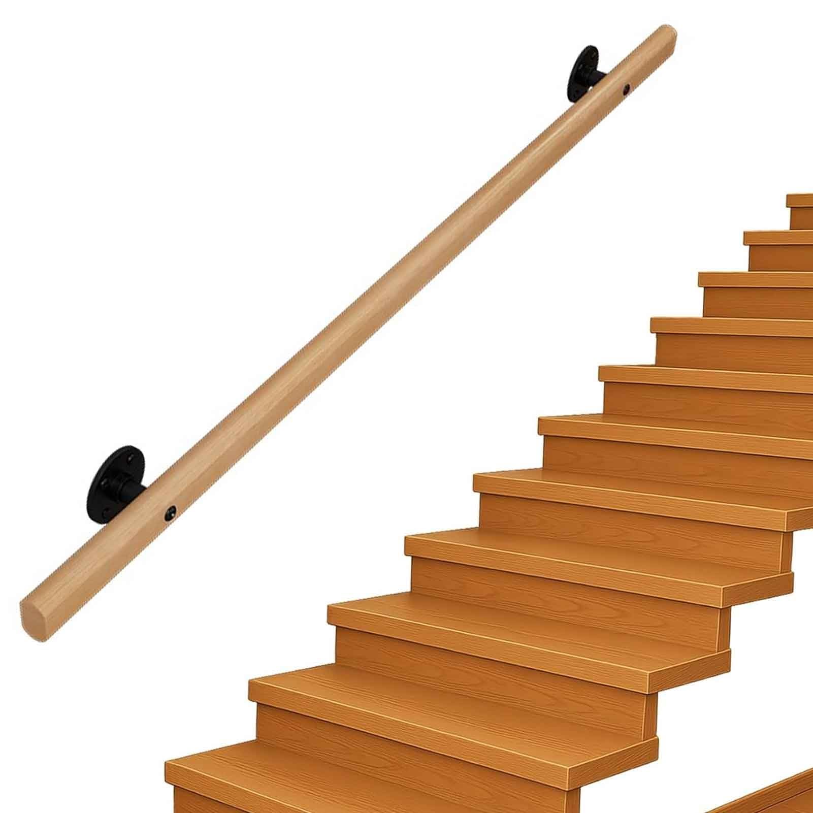 Rambarde d'escalier en bois moderne ajustable pour sécurité intérieur et extérieur de 420 cm
