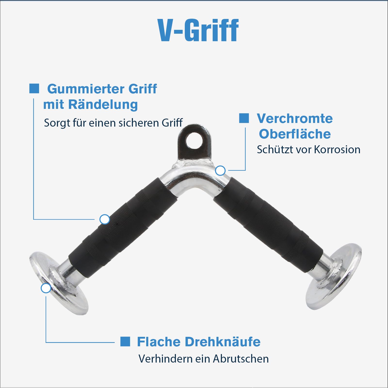 RitFit Set di 4 accessori per macchina con cavi, LAT Pulldown | Include barra a V, corda per tricipiti, impugnatura a doppia D, barra per tricipiti per fitness a casa e palestra