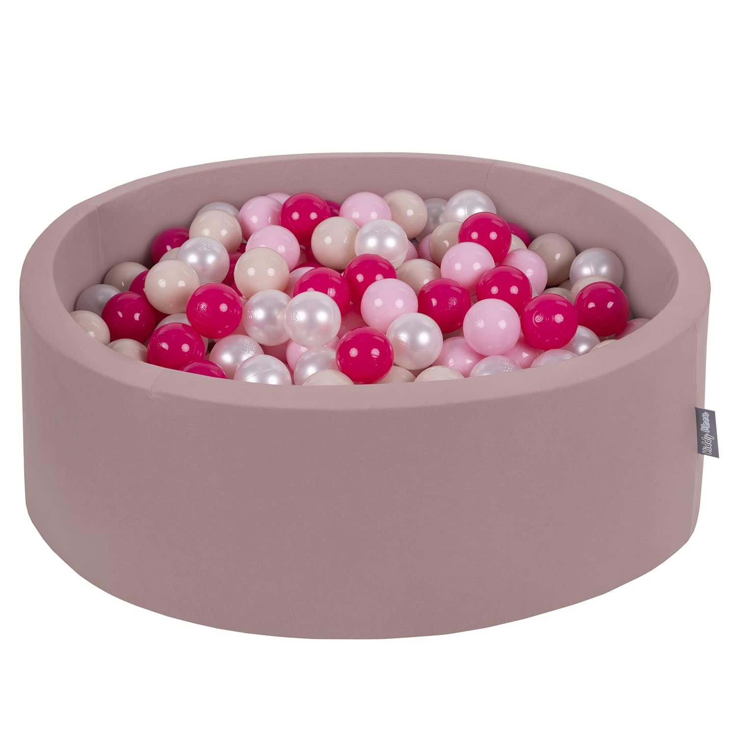 KiddyMoon 90X30cm/300 Balls ∅ 7Cm / 2.75In Baby Foam Ball Pit Made In EU, Heather:Pastel Beige/Light Pink/Pearl/Dark Blue — image 1