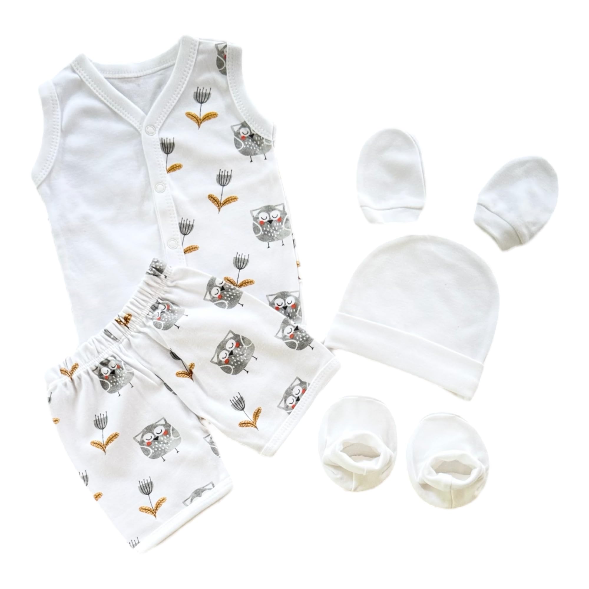 Picksparrow Premium Cotton Unisex Baby Shower Gift/Newborn Baby Girl and Baby Boy Gift (Owl)-image-8