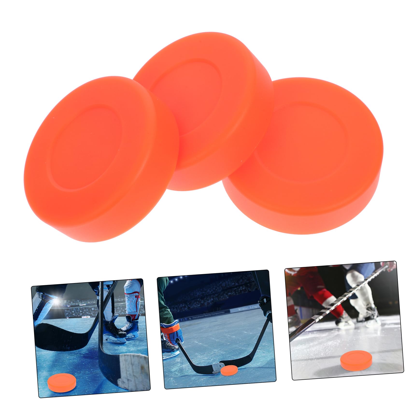 SUPVOX 3pezzi Palline da Hockey in PVC Arancione Scivolamento a Bassa Frizione e Alta Densità, Forma Rotonda e Peso Leggero per Competizioni e Allenamenti Outdoor