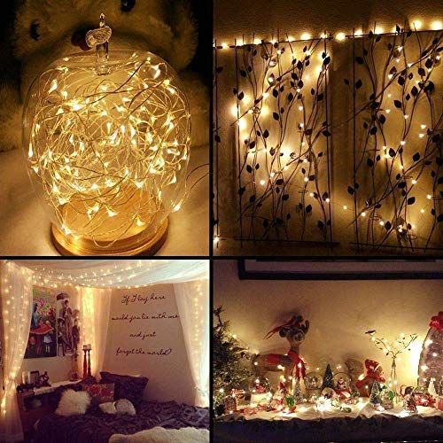 SHATCHI 20 LED/2m Fairy String Lights Copper Wire Battery Operated Warm White LEDs Twinkle Waterproof Lights for Bedroom, Christmas, Party, Wedding Outdoor Indoor Decoration